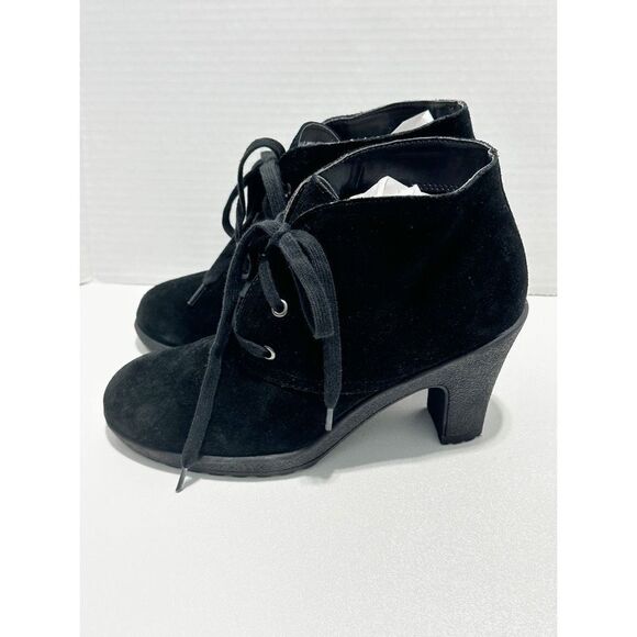 Aerosoles Ruffalo Wing Lace Up Suede Leather Heeled Heelrest Ankle Boots Black 6 - Picture 7 of 13